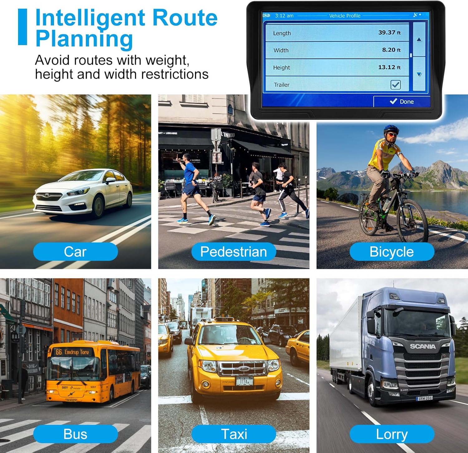 GPS Navigator for Car Truck RV, 9 inch Touch Screen Latest 2025 Map, Real Voice Spoken Turn-by-Turn Direction Reminding Navigation System for Cars, Vehicle GPS with Speed and Red Light Warning (Black) - Image 2